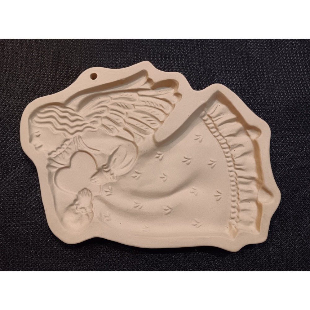 Vintage 1987 Brown Bag Cookie Art Hill Design Angel Heart Ceramic Cookie Mold